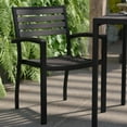 thumbnail image 4 of Flash Furniture Lark Set of 2 Outdoor Stackable Faux Teak Side Chairs - Commercial Grade Black Aluminum Patio Chairs with Synthetic Gray Wash Faux Teak Slats, 4 of 13
