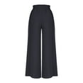 thumbnail image 5 of Feancey Women's Casual Palazzo Pants Drawstring Smocked Waist Wide Leg Trousers Breathable Loose Business Office Pants with Pockets Black L, 5 of 5