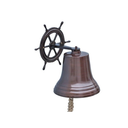 Ship Wheel Antique Copper Bell 10 Wall Hanging Ship Wheel Antique Copper Bell 10 Wall Hanging Decorative Nautical Marine