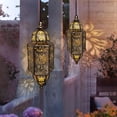 thumbnail image 2 of Moroccan Solar Hanging Lantern, Outdoor Metal Decorative Light with Cutout Floral Pattern, Waterproof LED Lantern for Patio, Garden, Yard, 2 of 5