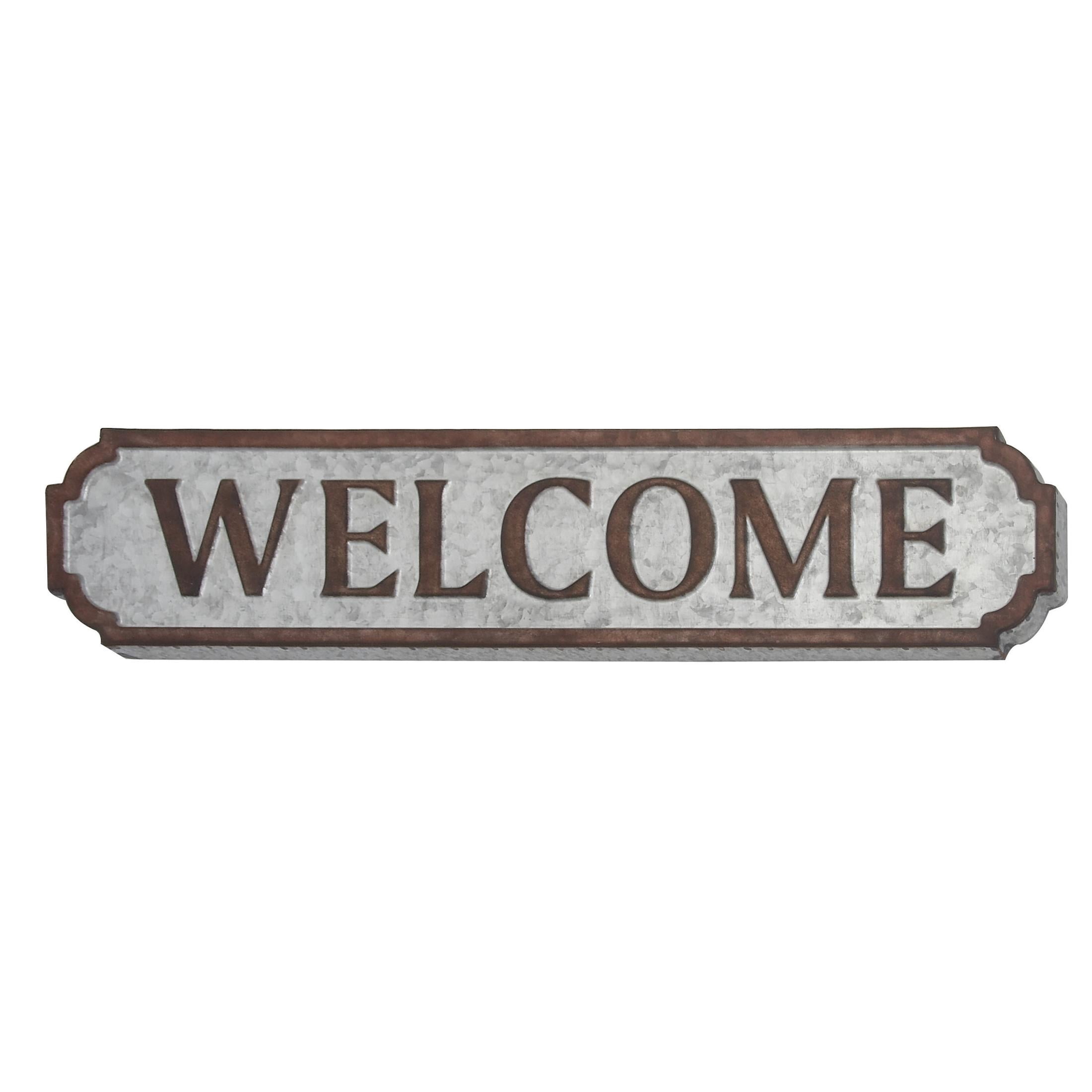 DecMode Brown Metal Welcome Sign Wall Decor