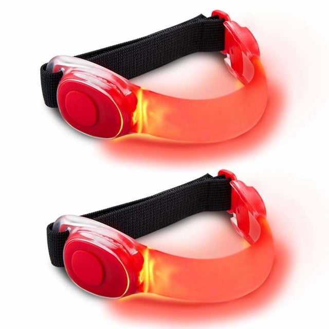 Brassards à DEL Réfléchissants, Légers et Haute Visibilité, Réglables, en 2 Pcs pour le Jogging, le Vélo, la Marche, la Motocyclette Ou la Course en Plein Air - Rouge