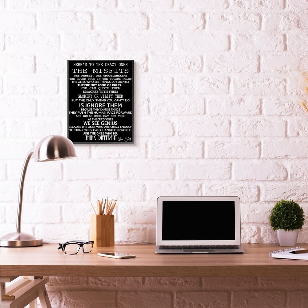 Stupell Industries Crazy Ones Inspirational Quote Word Black And White Design Framed Giclee Texturized Art by Daniel Sproul