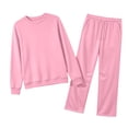 thumbnail image 6 of Zynoxe Womens Two Piece Sweatsuit Sets Solid Color Loose Crew Neck Long Sleeve Sweatshirt and Wide Leg Pants Lounge Sets for Daily Wear, 6 of 6