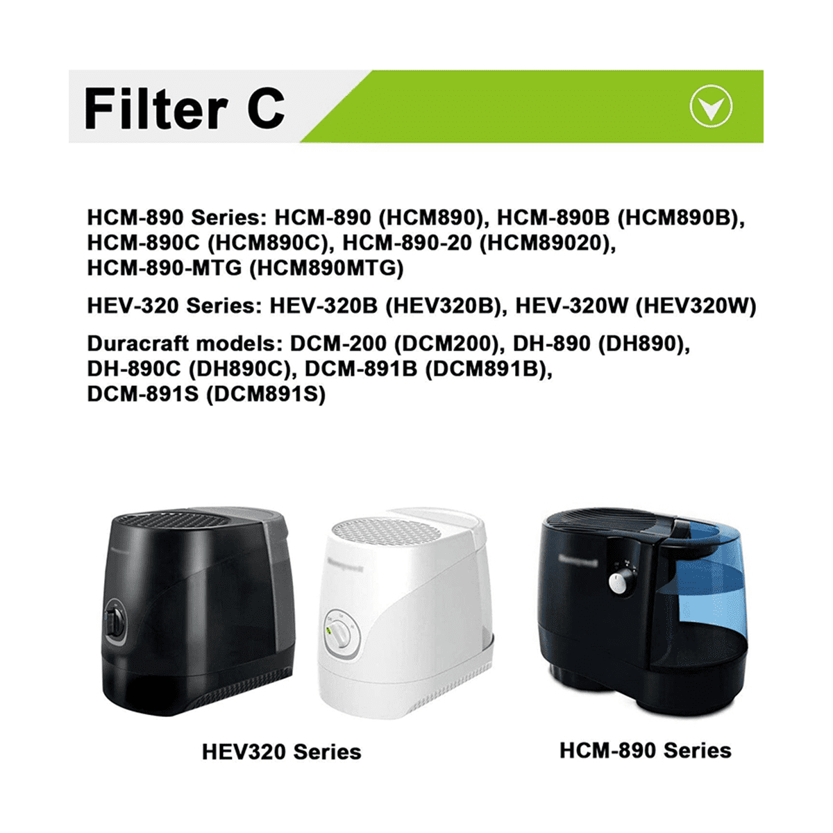 10 Pack Humidifier Wicking Filters for -888, -888N, Filter C, Designed to Fit for -890
