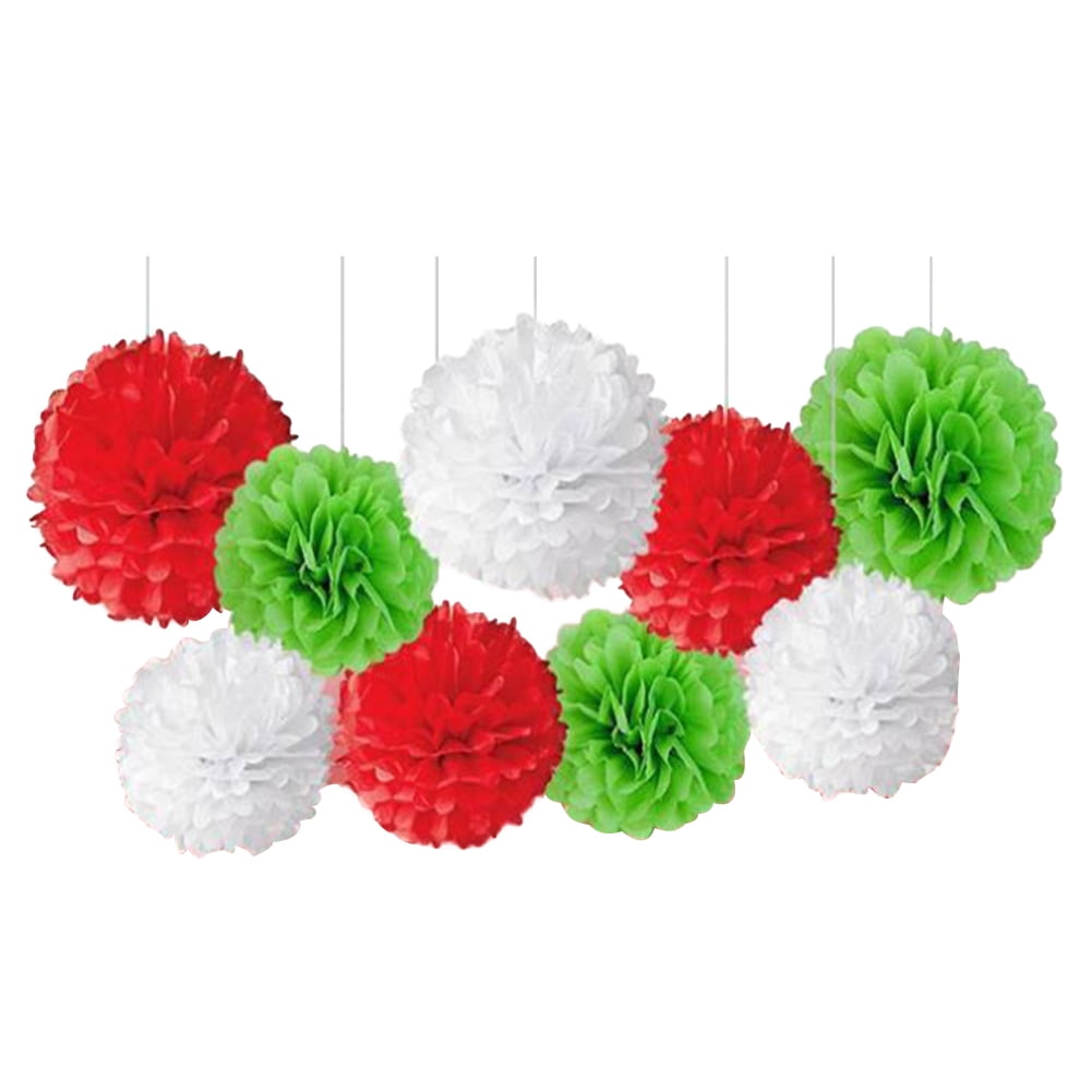 9Pcs Xmas Halloween Handmade Bunting Tissue Paper Flower Wedding Party  Decor Red Pulp Paper 