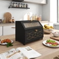 thumbnail image 6 of HLR Large Bread Box, Wood 2-layer Bread Box Storage for Kitchen Counter, with Bar Pattern Windows, Black, 6 of 7