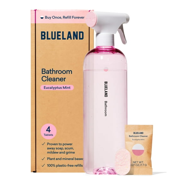 Botella de aerosol para limpieza de baño BLUELAND con 4 tabletas de recarga