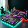 thumbnail image 4 of Manfei 3D Geometric Cubes Twin Sheets, Gray Purple Checkered Bedding, Black Reversible 3pcs1 Flat Sheet + 1 Fitted Sheet + 1 Pillowcase, 4 of 6