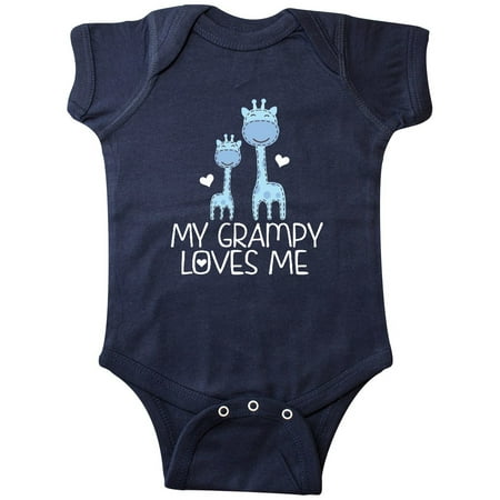 

Inktastic Grampy Loves Me Boys Giraffe Grandson Gift Baby Boy Bodysuit