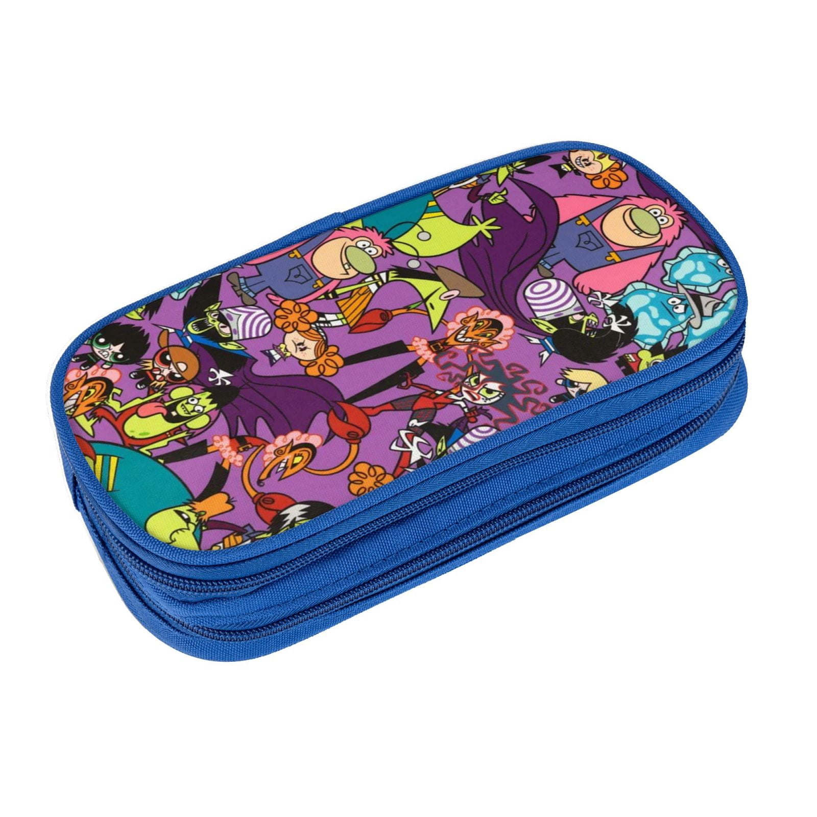 The Powerpuff Gi-rls Pencil Case Large Capacity Pencil Pouch Penbag Office Stationery Organizer Travel Makeup Bag Blue
