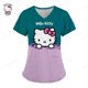 thumbnail image 3 of Camisetas de manga corta para mujer, uniforme de enfermera con estampado de Hello Kitty, cuello en V, bolsillo, para trabajadores de la salud, ropa de trabajo clínica, 3 of 5