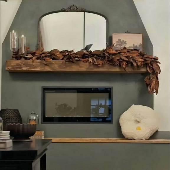 SIYTUAU Brown Magnolia Leaf Garland Faux Silk Artificial Greenery Decor For Indoor Outdoor Home Wedding Party 72 Inches Long