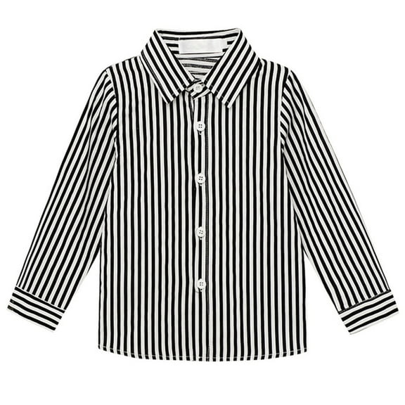 Bnwani Long Sleeve Toddler Shirts Girls Cotton Black Lapel Casual Fashion Striped Tops 24 Months