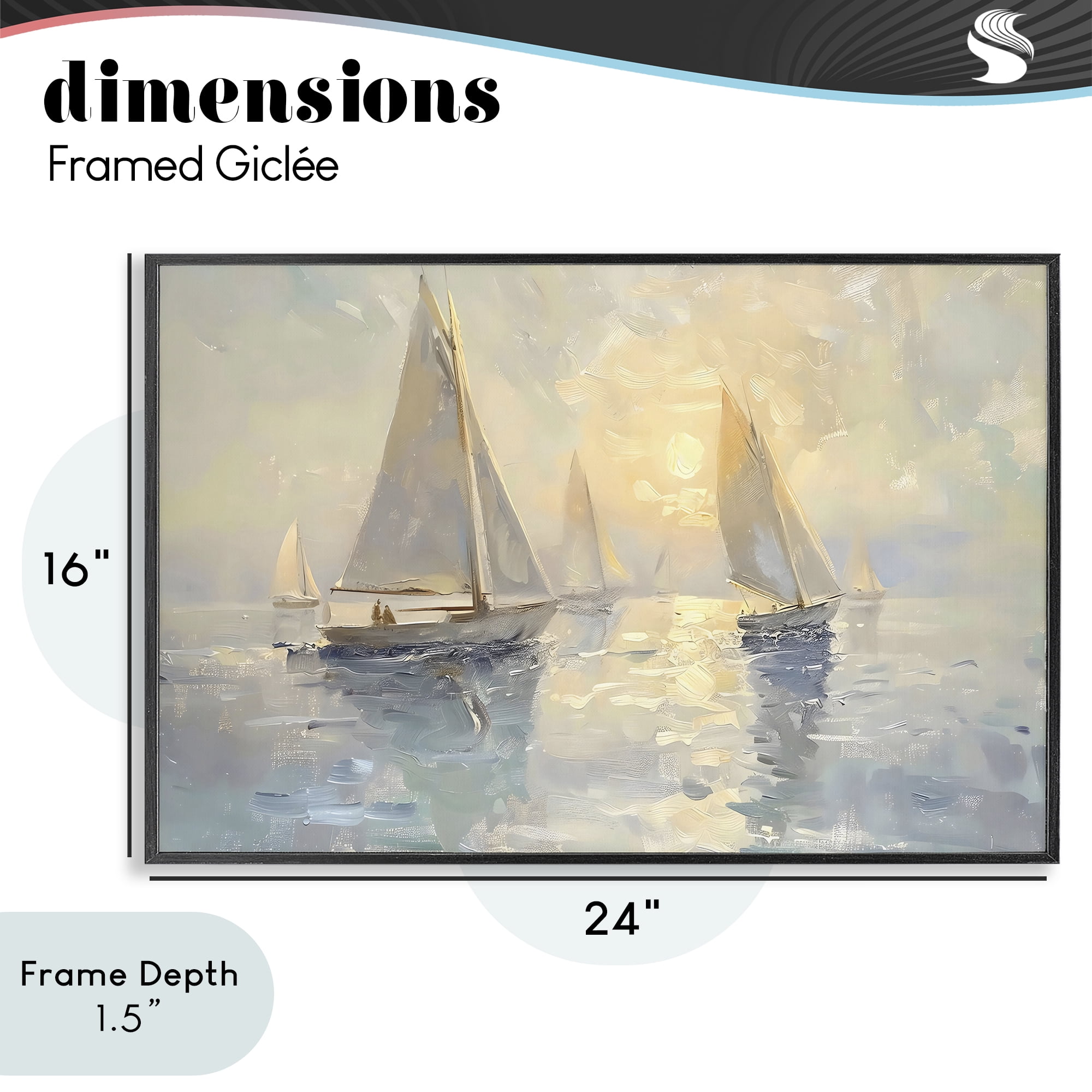 Stupell Industries Sunset Sailboats Glow Black Framed Giclee Art, design by Creative Studio
