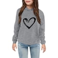 thumbnail image 2 of WAYUTE Sweatshirts for Girls Soft Lined Heart Print Graphic Hoodies Playful Pullover for Toddler Kids Child Casual Holiday,Gray,Size 3-4 Y, 2 of 4