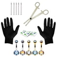 thumbnail image 1 of BodyJ4You 15PCS Professional Piercing Kit Steel Goldtone 14G Double CZ Belly Navel Ring Body Piercing Set, 1 of 6