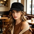 thumbnail image 2 of Adjustable Metal Suede Equestrian Flat‑Brim Fashion Cap, 2 of 4