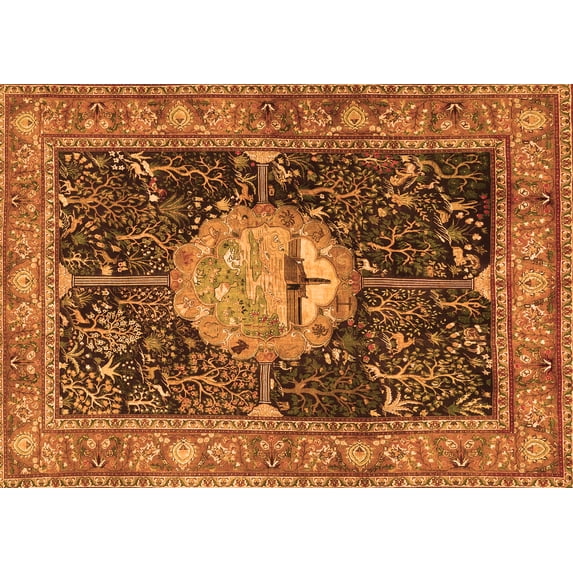 Ahgly Company Indoor Rectangle Persian Orange Traditional Area Rugs, 8' x 10'