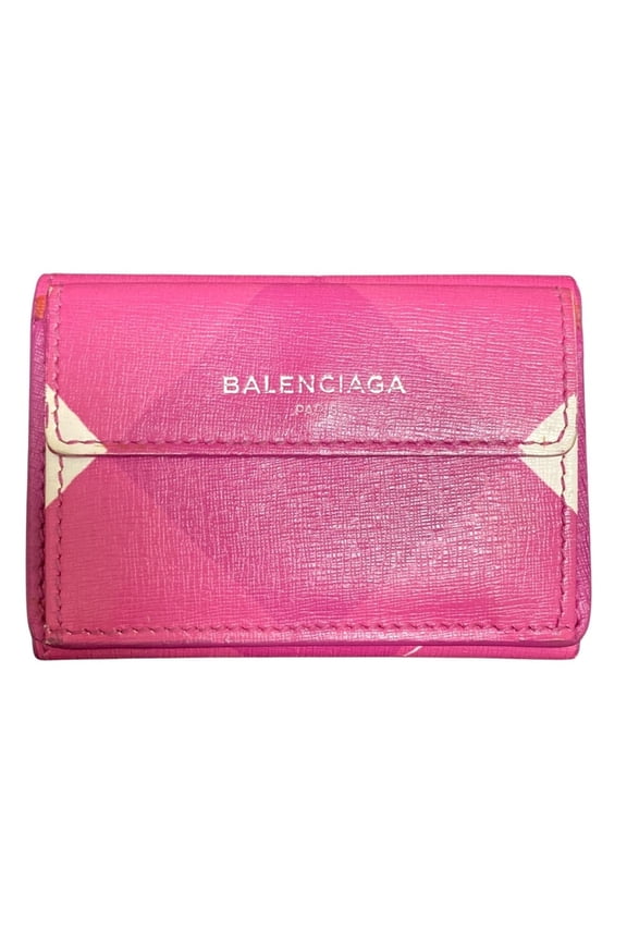Pre-Owned BALENCIAGA Paper Mini Wallet 410133 Pink Purple Women's (Good)