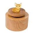 thumbnail image 2 of Xecvkr Mini Round Wooden Music Box with Rotating Top Glow in the Dark Cat Design Decorative Jewelry Box Musical Gift for Children Adults, 2 of 6