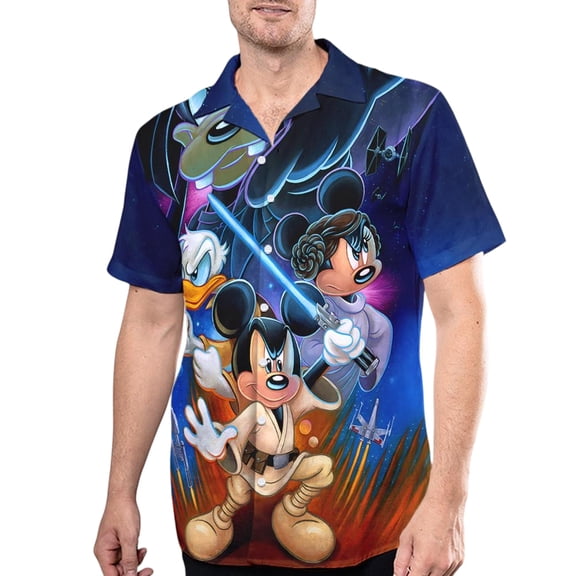 Disney Mickey And Minnie Hawaiian Shirt, Funny Mickey And Friend Summer Vacation Shirt, Cartoon Button Up Hawaiian Shirt, Donald Hawaii Gift