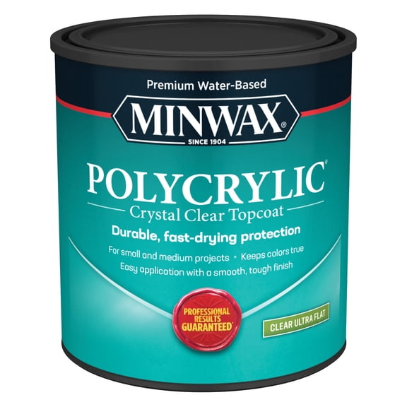 Minwax 611114444 Polycrylic Protective Finish, Clear Ultra Flat, Clear, 1 Quart, (1 Piece, 1 Pack)