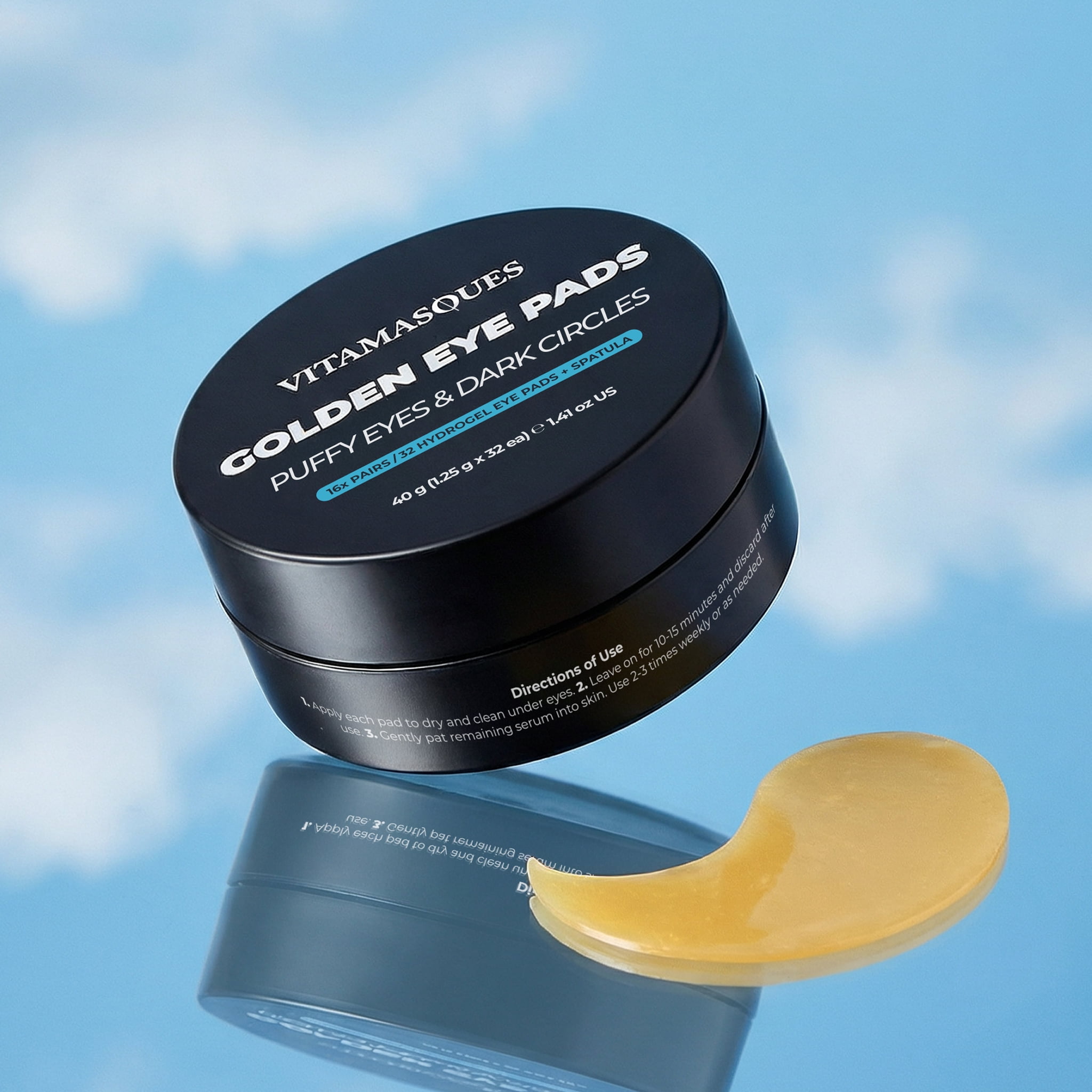 Vitamasques Dark Circle & De-Puff Golden Hydrogel Eye Pads Jar - 16 Pairs