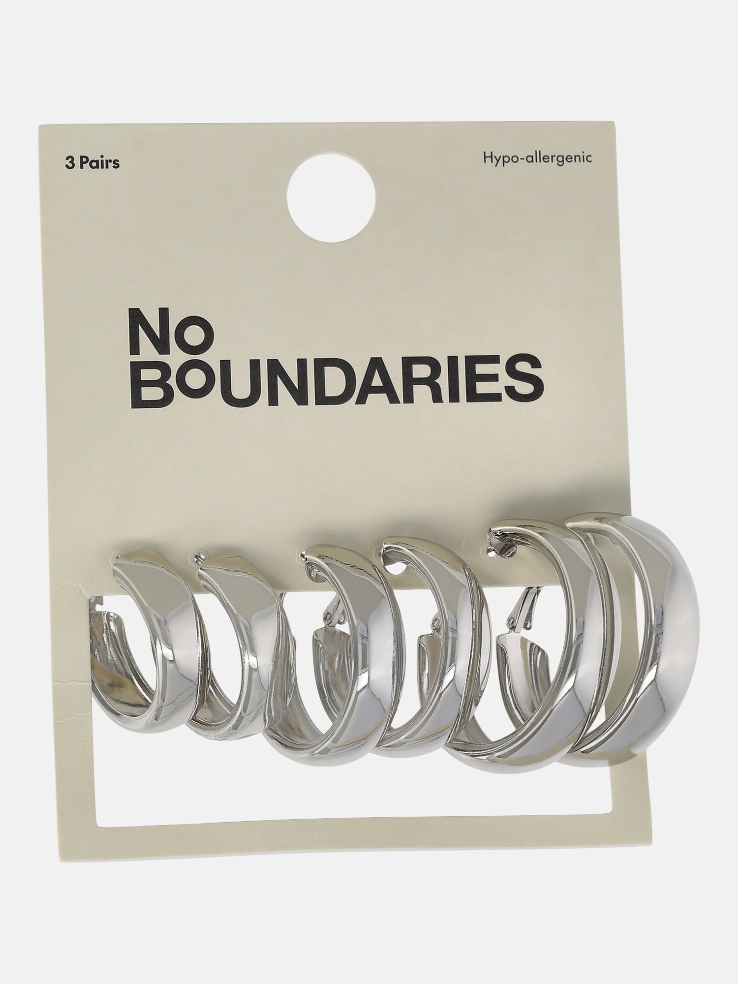 No Boundaries Chunky Hoop Earrings, 3-Pack, Women's