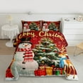 thumbnail image 2 of Manfei Kawaii Snowman Deer Queen Comforter Set,Christmas Gifts Bedding Sets,Red Green White Bedding Comforter Set For Girls Kids,Microfiber Bedroom Decor Reversible,3-Piece, 2 of 8
