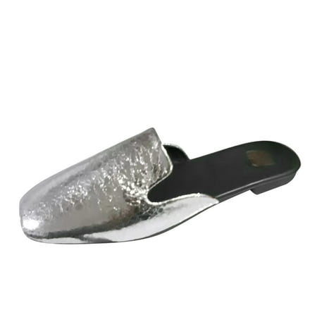 

Ladies Fashion Summer Solid Color Bright Leather Closed Toe Flat Bottom Casual Slippers Fluff Yeah Slippers Women Womens Indoor Outdoor Slippers on Fancy Slippers for Women Women s Slipper Socks