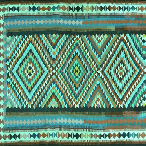 Ahgly Company Indoor Square Southwestern Turquoise Blue Country Area Rugs, 8' Square
