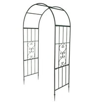 Ktaxon 7 ft Garden Arch Arbor Trellis Steel Archway for Climbing Plants,Iron Garden Arbor Arch Walkway for Wedding, Atrovirens Green