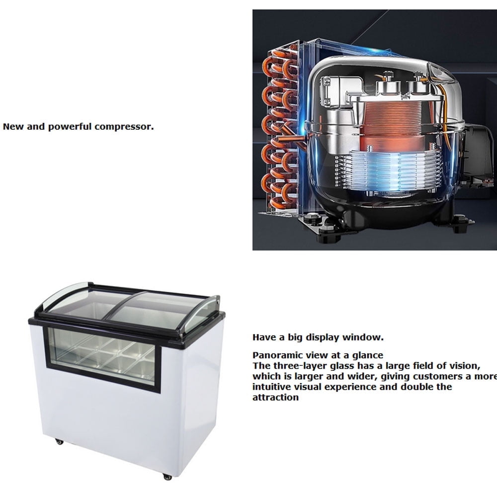 12 Pan Ice Cream Showcase Gelato Dipping Cabinet Freezer Ice Cream Dipping Cabinet