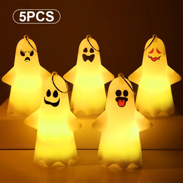 Lámpara colgante de luz fantasma para Halloween, adornos para fiesta, suministros de decoración del hogar, regalos, 5/10 piezas, 2023