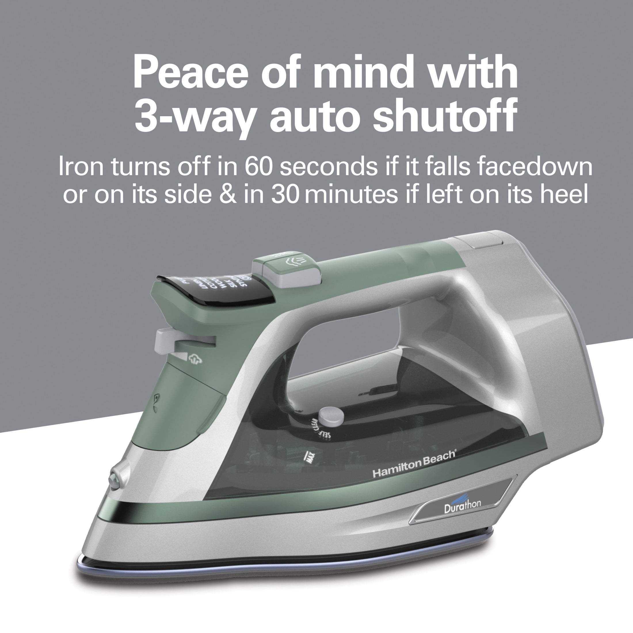 Hamilton Beach Durathon Digital Clothing Iron, Steam Iron for Clothes with Nonstick Soleplate