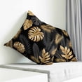 thumbnail image 3 of Black Golden Palm Leaf Pillow Covers 16x16 Inch Decorative Throw Pillow Cover, Tropical Plant Modern Luxury Sofa Pillowcases Accent Cushion Case Home Decor Bedroom Living Room, 3 of 6