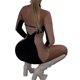 thumbnail image 5 of Txlixc Mujeres Bodycon Backless Vestido Contraste Color Sheer Cold Shoulder Manga larga Halter Dress Party Wear Txlixc Moda, 5 of 10