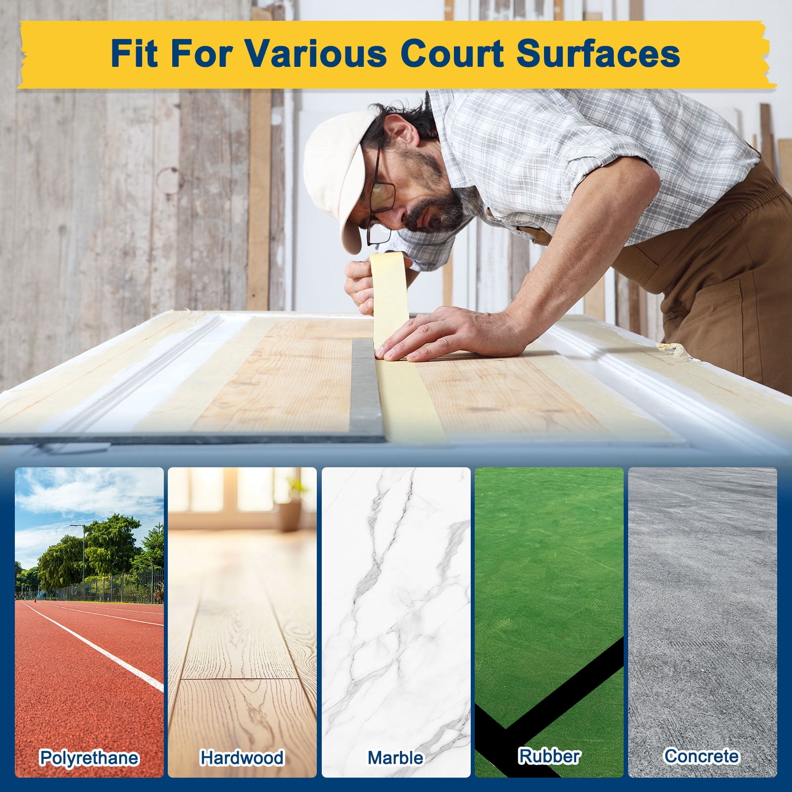 Uxcell Pickleball Court Tape, 2Inch x 230Ft Outdoor Pickleball Lines, Court Marking Kit for Temporary/Gym/Tennis/Driveway/Badminton/Sport [Black]