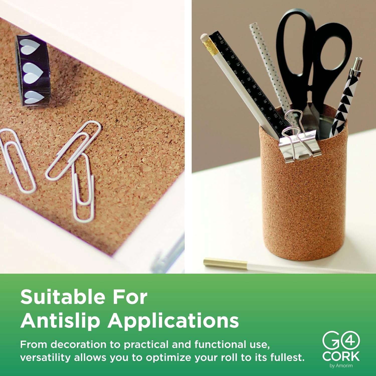 Go4Cork Large Cork Roll - 19.7" x 16.4' x 1/8" | Natural Colour | Premium Non-Slip Double-Sided Eco Cork Roll | Arts & Crafts, Home, Classroom, Office