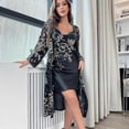 thumbnail image 1 of Conjunto de bata y camisón de dos piezas para mujer, estilo ligero, largo medio, ideal para dormir., 1 of 4