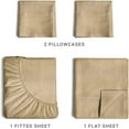 thumbnail image 3 of CGK Linens 4-Piece Ultra Soft & Comfy Hotel Luxury Sheet Set - Queen Size Cooling Bed Sheet Fits 8"-16" Mattresses, Heathered Tan, 3 of 7