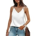 thumbnail image 4 of LISTHA Loose Tank Tops for Women Silk Satin V Neck Casual Camisole Vest Sleeveless Loose Plus Size Basic Top White 3XL, 4 of 5