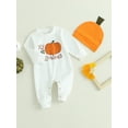 thumbnail image 2 of My First Halloween Baby Boy Girl Outfit Pumpkin Romper Long Sleeve Jumpsuit with Hat Newborn Fall Clothes Cute Halloween Costume, 2 of 8