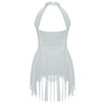 thumbnail image 4 of Sinleey Kids Girls Shiny Latin Ballet Dance Lyrical Dresses Halter Neck Leotard with High-low Skirted White&Black 12, 4 of 8
