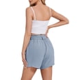 thumbnail image 4 of Hanerdun Womens Shorts with Pockets High Waist Belted Bottoms Summer Casual Shorts Blue 2XL, 4 of 5