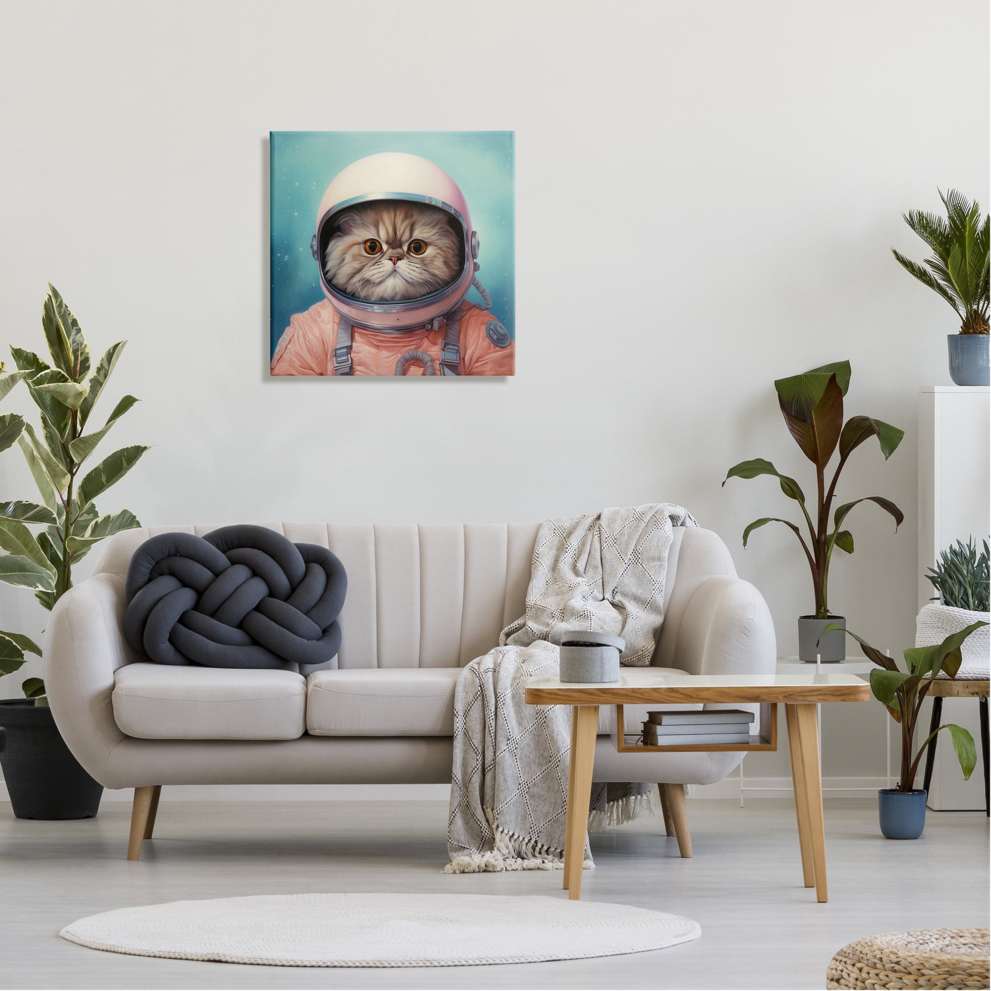 Stupell Industries Astronaut Cat in Space Animals & Insects Painting Gallery Wrapped Canvas Art Print Wall Art, 24 x 24