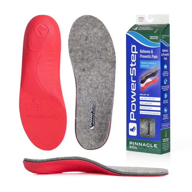 PowerStep Pinnacle Wool Full Length Orthotic Shoe Insoles with Neutral
