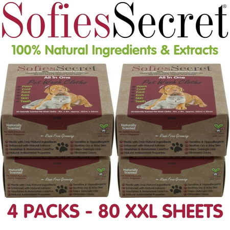 SofiesSecret-Pet-Wipes-Dogs-Cats-80-sheets-ALL-IN-ONE-100-Natural-Organic-Extracts-Extra-Thick-Ultra-Soft-Extra-Large-Hypoallergenic-C
