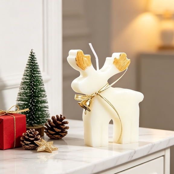 Christmas Decorations - Xmas Reindeer Shaped Scented Candle, Cute Mini Reindeer Aromatherapy Candles, Decorative Candle for Christmas Party Home Table Decoration,1PC